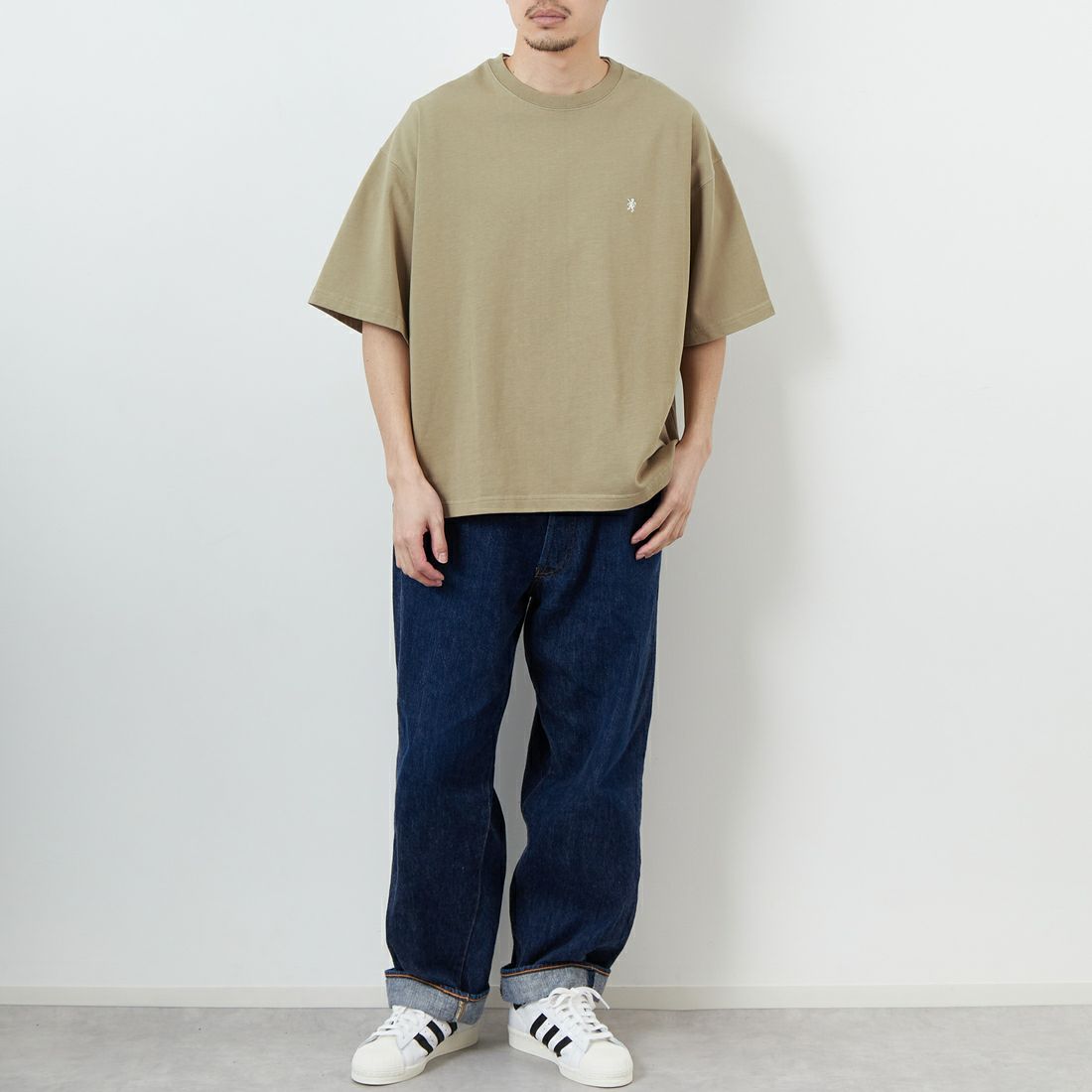 Gymphlex [ジムフレックス] ショートスリーブクルーネックTシャツ [GY-C0441DDH] BEIGE &&モデル身長：168cm 着用サイズ：L&&