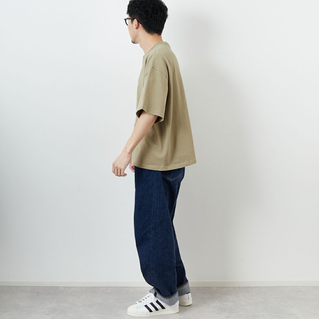 Gymphlex [ジムフレックス] ショートスリーブクルーネックTシャツ [GY-C0441DDH] BEIGE &&モデル身長：168cm 着用サイズ：L&&