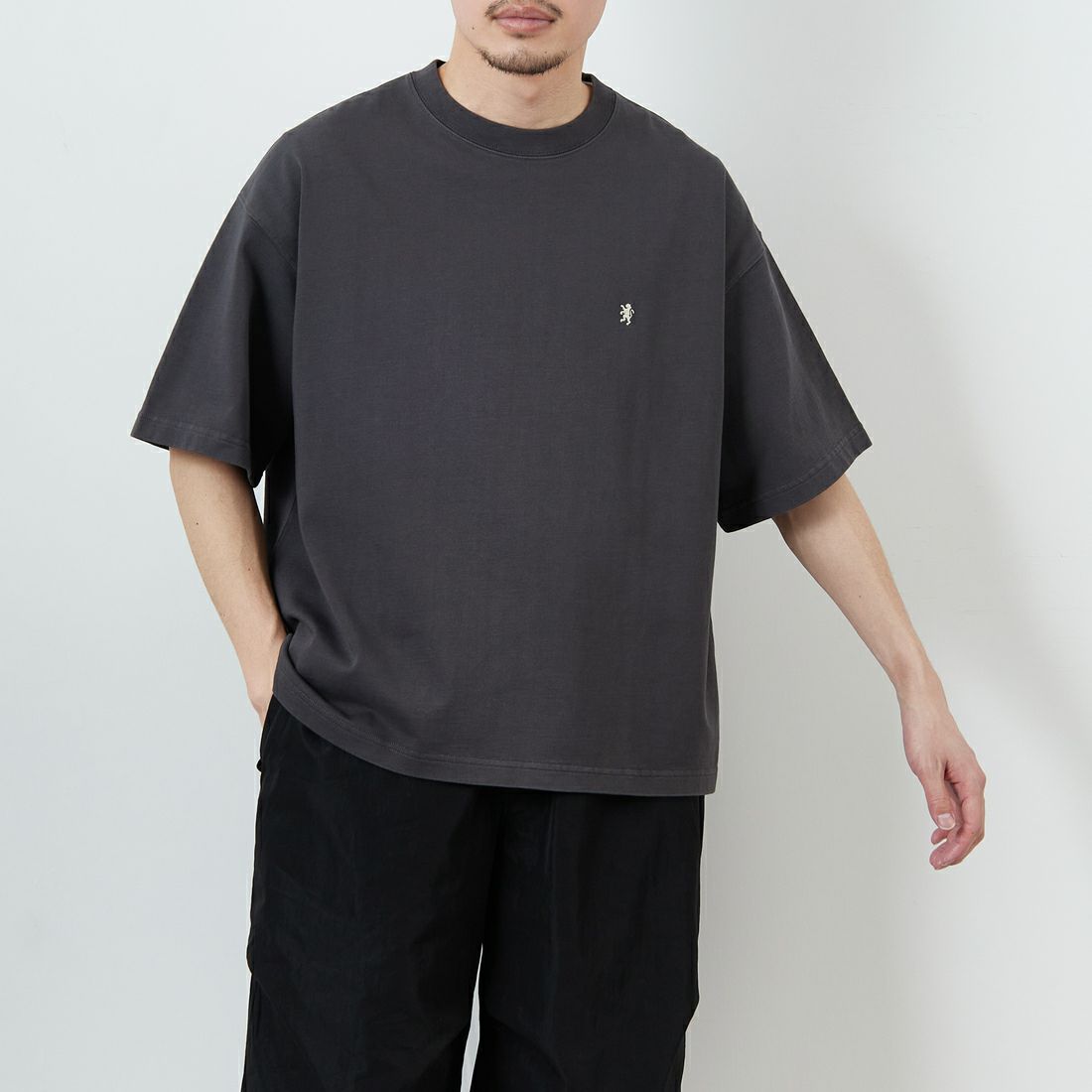 Gymphlex [ジムフレックス] ショートスリーブクルーネックTシャツ [GY-C0441DDH] CHARCOAL &&モデル身長：168cm 着用サイズ：M&&
