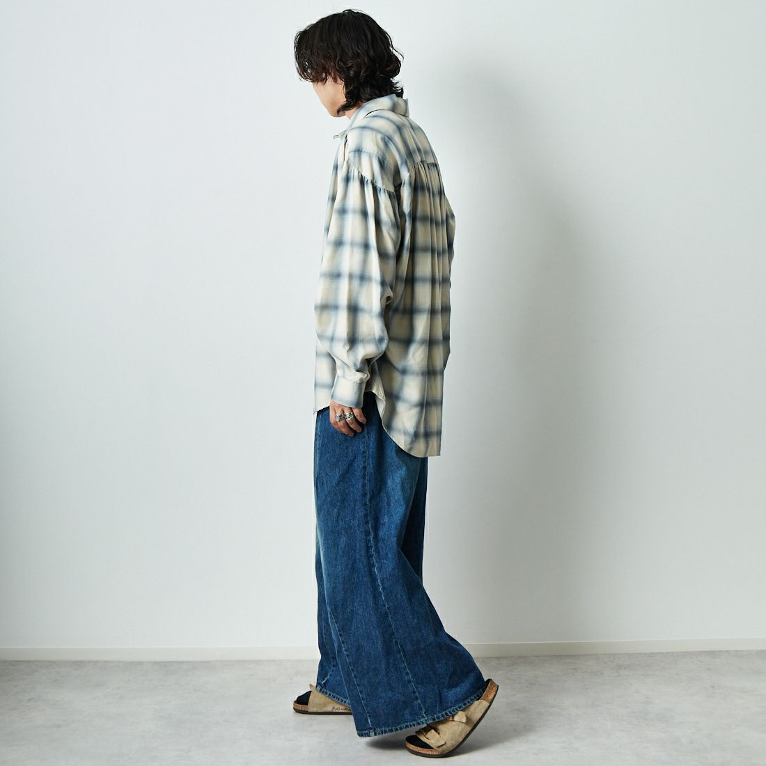 Needles [ニードルズ] ヒザデルバギーデニムパンツ [QV159] A INDIGO &&モデル身長：179cm 着用サイズ：S&&