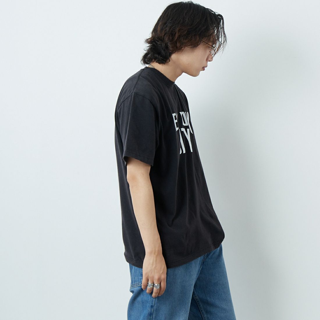 WORN FREE [ウォーン フリー] ジョン・レノン Tシャツ NEW YORK CITY [WFR-VTG-000006] 09 BLACK &&モデル身長：179cm 着用サイズ：L&&