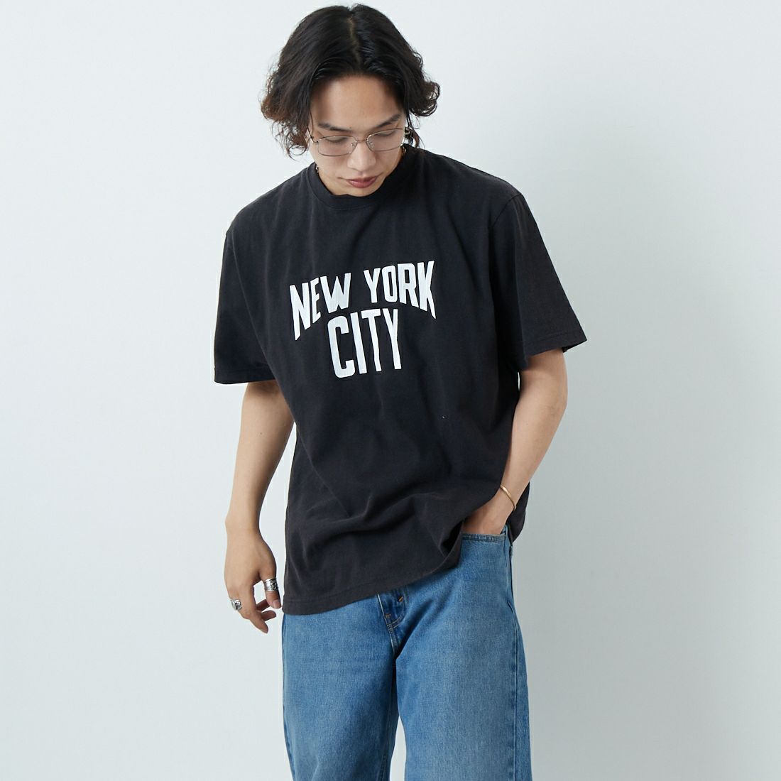 WORN FREE [ウォーン フリー] ジョン・レノン Tシャツ NEW YORK CITY [WFR-VTG-000006] 09 BLACK &&モデル身長：179cm 着用サイズ：L&&