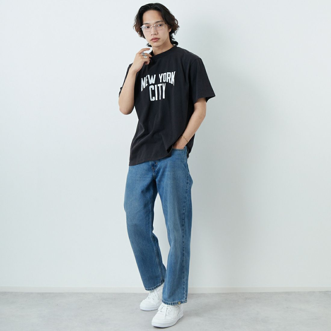 WORN FREE [ウォーン フリー] ジョン・レノン Tシャツ NEW YORK CITY [WFR-VTG-000006] 09 BLACK &&モデル身長：179cm 着用サイズ：L&&