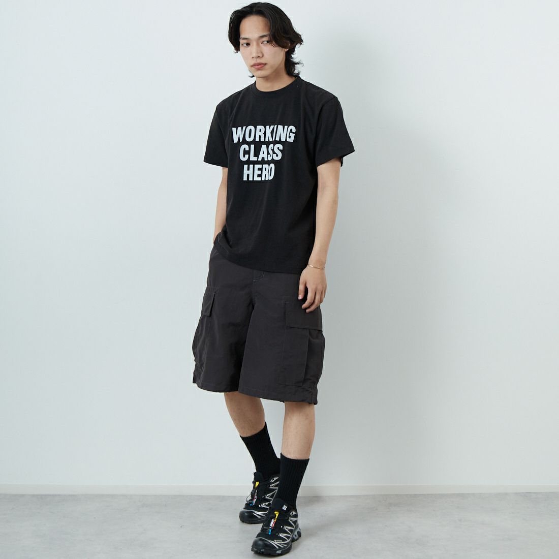 WORN FREE [ウォーン フリー] ジョン・レノン Tシャツ WORKING CLASS HERO [WFR-VTG-000001] 09 BLACK &&モデル身長：179cm 着用サイズ：M&&