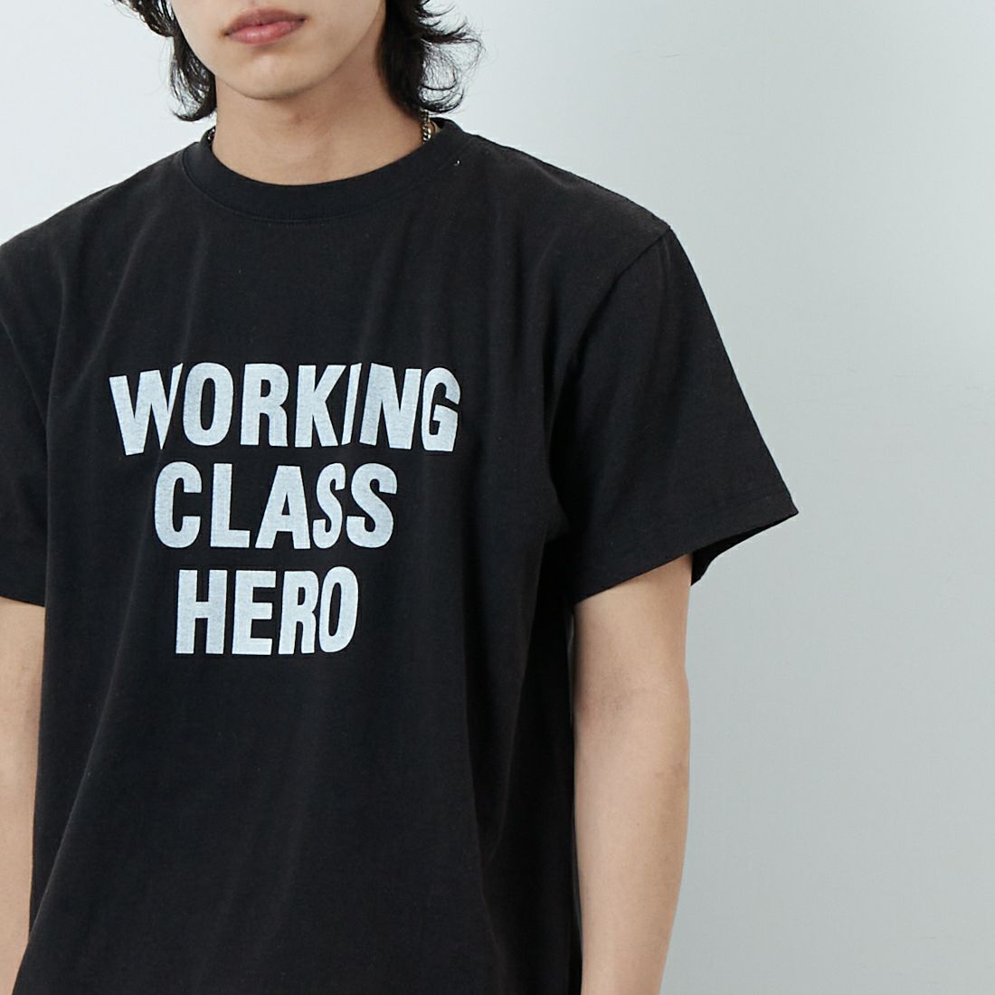 WORN FREE [ウォーン フリー] ジョン・レノン Tシャツ WORKING CLASS HERO [WFR-VTG-000001] 09 BLACK &&モデル身長：179cm 着用サイズ：M&&