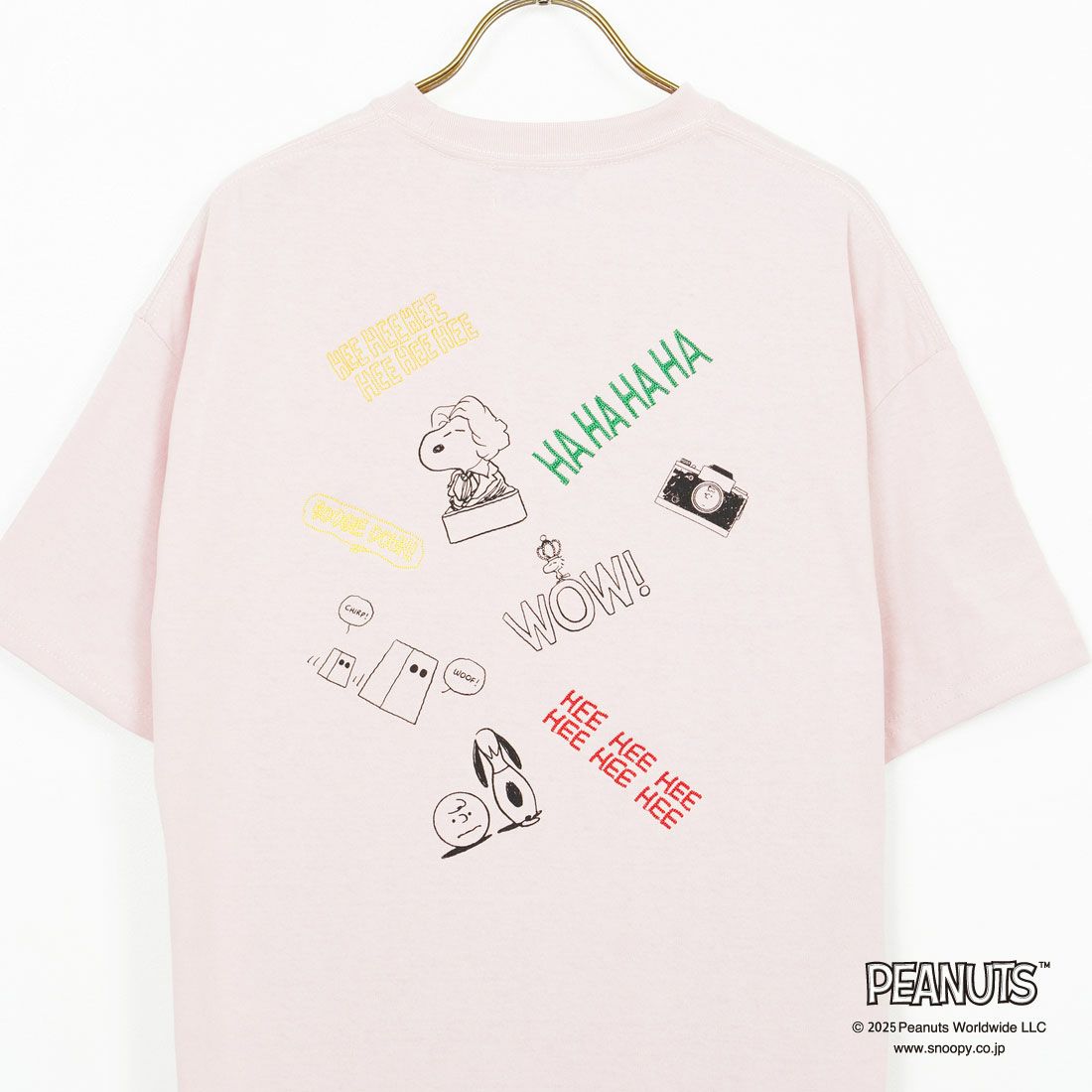 PEANUTS × JEANS FACTORY [ピーナッツ × ジーンズファクトリー] 別注 PEANUTS ヨセガキTシャツ [JFC-252-025-JF] PINK