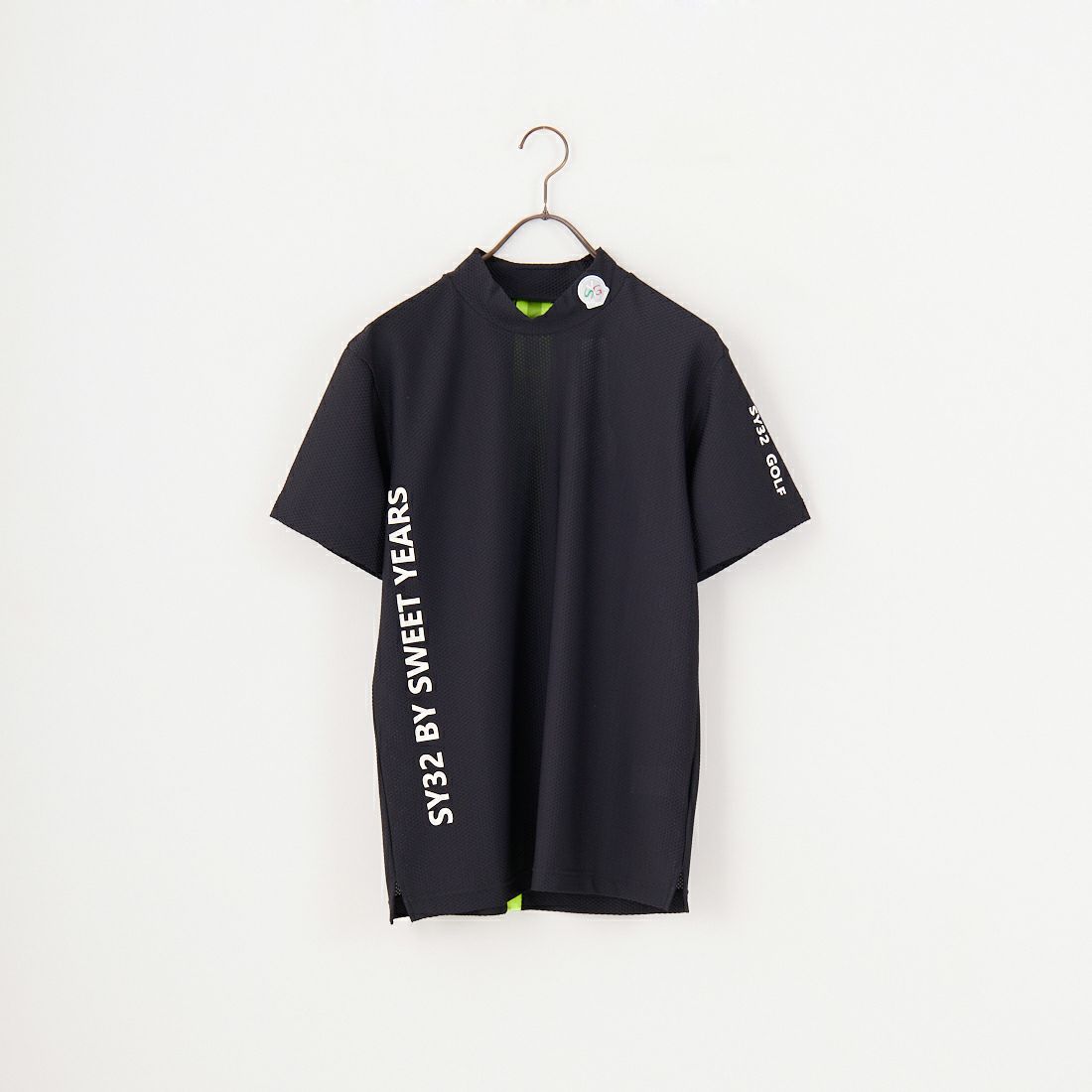 SY32 GOLF [エスワイサーティトゥ ゴルフ] 3Dフェイス バックネオンモックネックTシャツ [SYG-25S020] BLACK