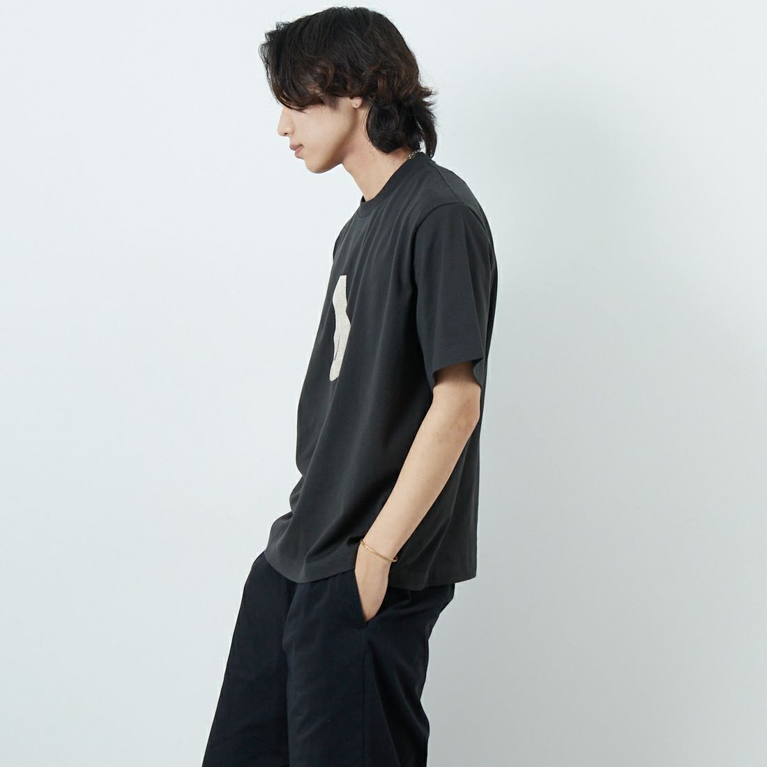 blurhms ROOTSTOCK [ブラームス ルーツストック] BD ワイドプリントTシャツ [BROOTS25S34C] 14 INK/IVO &&モデル身長：179cm 着用サイズ：2&&