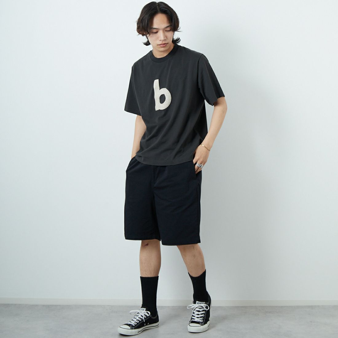 blurhms ROOTSTOCK [ブラームス ルーツストック] BD ワイドプリントTシャツ [BROOTS25S34C] 14 INK/IVO &&モデル身長：179cm 着用サイズ：2&&