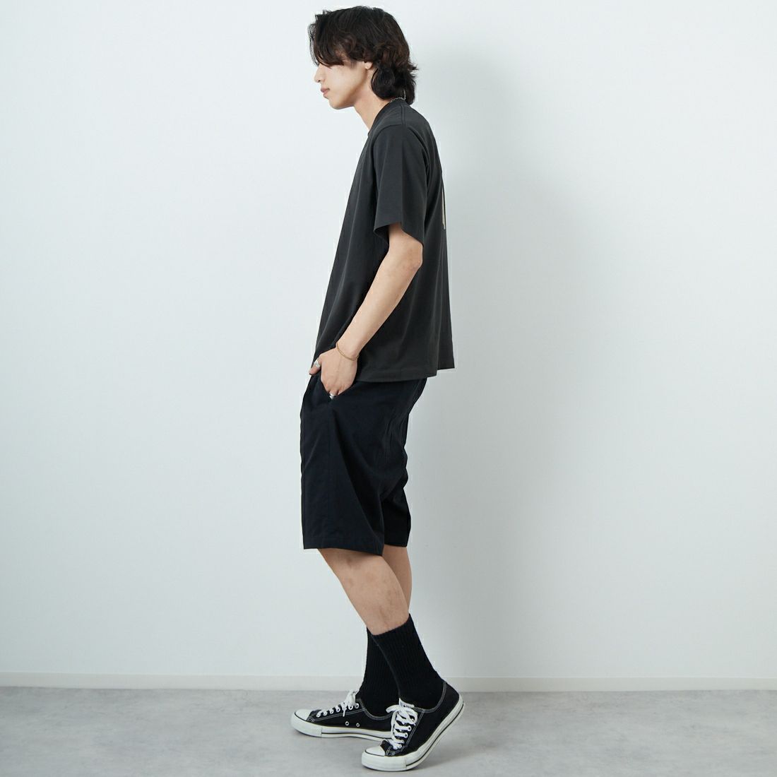 blurhms ROOTSTOCK [ブラームス ルーツストック] BD ワイドプリントTシャツ [BROOTS25S34C] 14 INK/IVO &&モデル身長：179cm 着用サイズ：2&&