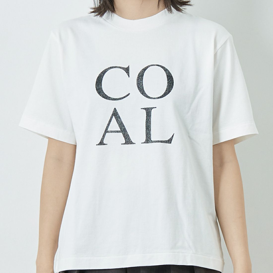 blurhms ROOTSTOCK [ブラームス ルーツストック] COAL スタンダードプリントTシャツ [BROOTS25S33D] 01 WHITE &&モデル身長：167cm 着用サイズ：0&&
