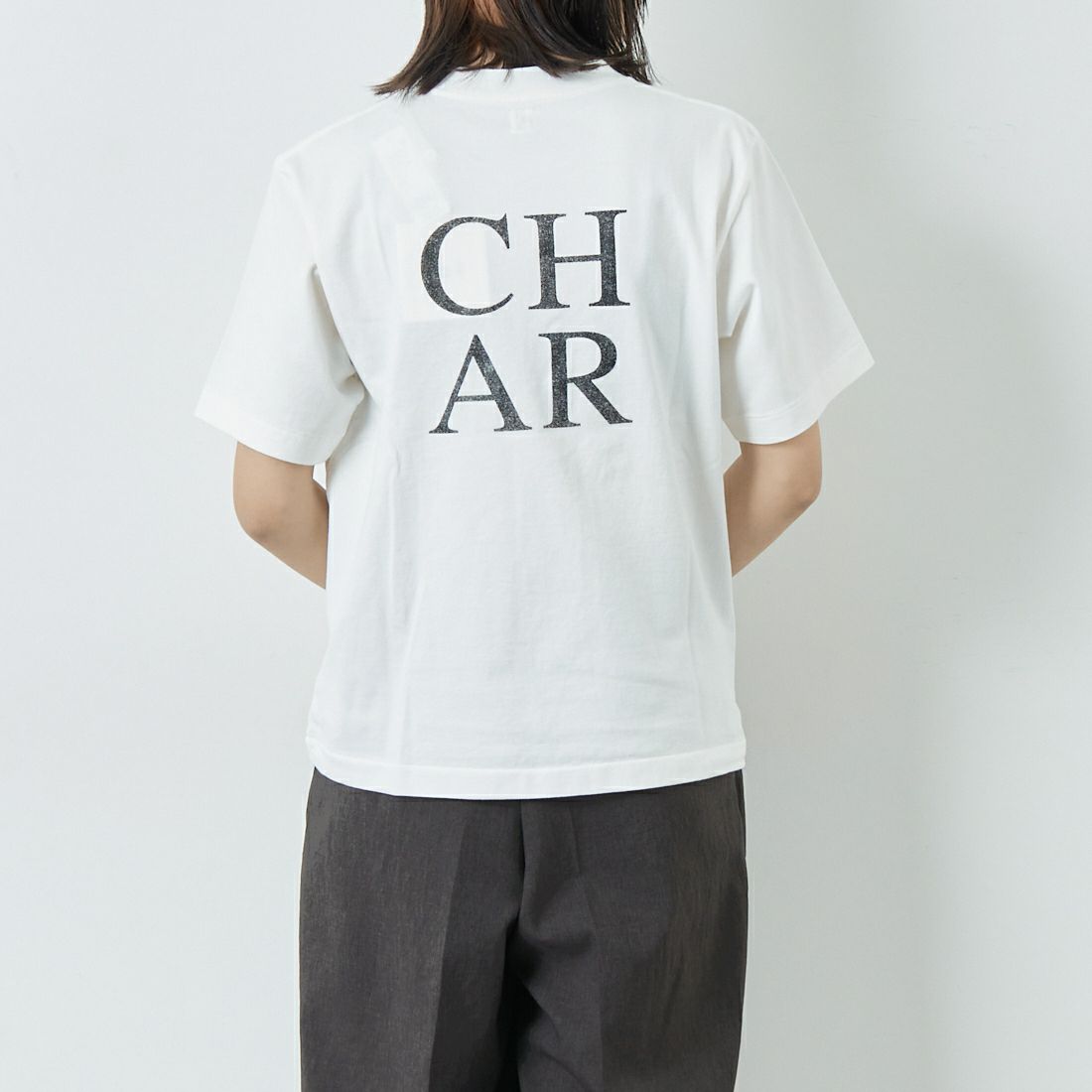 blurhms ROOTSTOCK [ブラームス ルーツストック] COAL スタンダードプリントTシャツ [BROOTS25S33D] 01 WHITE &&モデル身長：167cm 着用サイズ：0&&