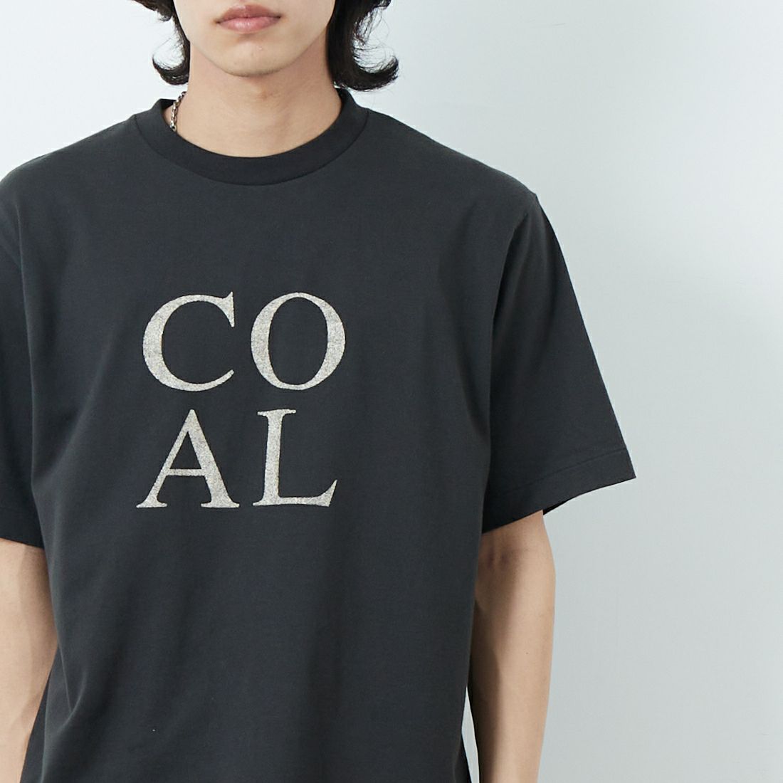blurhms ROOTSTOCK [ブラームス ルーツストック] COAL ワイドプリントTシャツ [BROOTS25S34D] 02 INK BLK &&モデル身長：179cm 着用サイズ：2&&