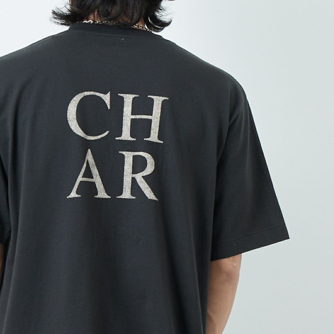 blurhms ROOTSTOCK [ブラームス ルーツストック] COAL ワイドプリントTシャツ [BROOTS25S34D] 02 INK BLK &&モデル身長：179cm 着用サイズ：2&&