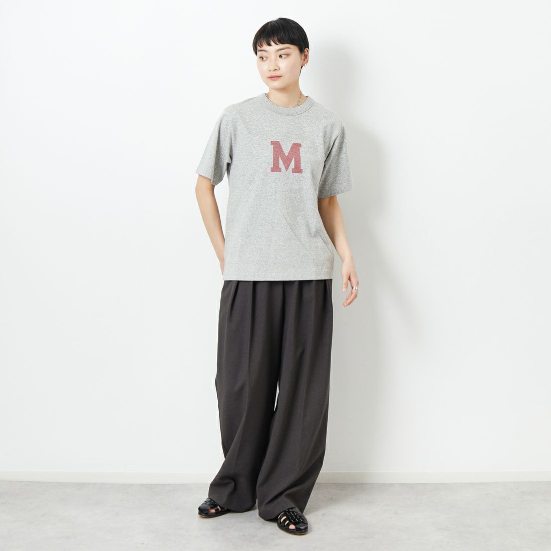 blurhms ROOTSTOCK [ブラームス ルーツストック] .I.T.-M 88/12スタンダードプリントTシャツ [BROOTS25S35E] 02 H.GREY &&モデル身長：160cm 着用サイズ：0&&