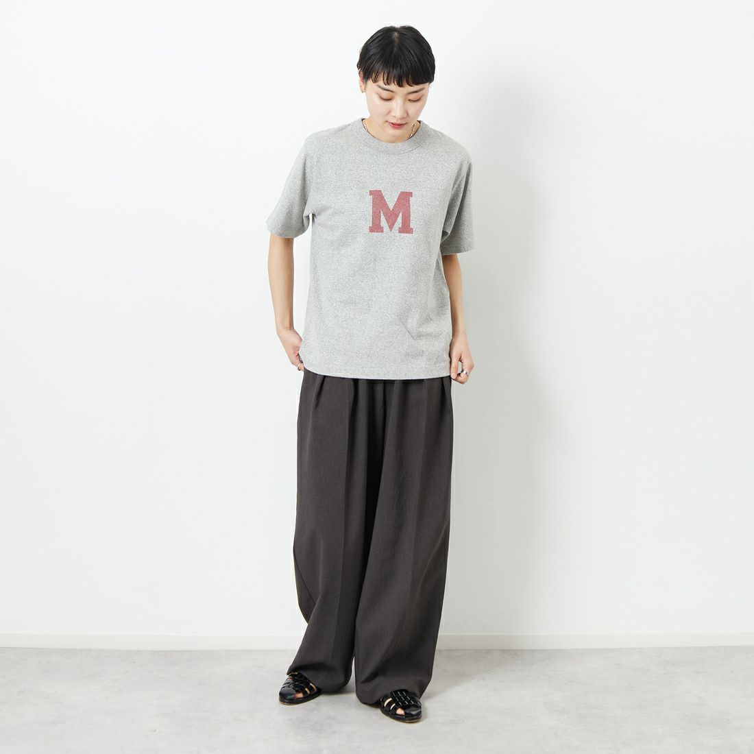 blurhms ROOTSTOCK [ブラームス ルーツストック] .I.T.-M 88/12スタンダードプリントTシャツ [BROOTS25S35E] 02 H.GREY &&モデル身長：160cm 着用サイズ：0&&