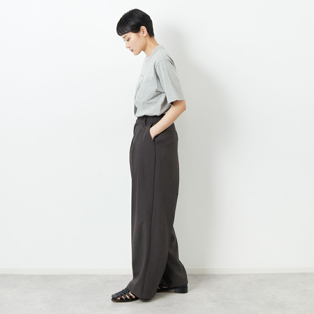 blurhms ROOTSTOCK [ブラームス ルーツストック] B-ROOTSTOCK 88/12スタンダードプリントTシャツ [BROOTS25S35C] 02 H.GREY &&モデル身長：160cm 着用サイズ：0&&