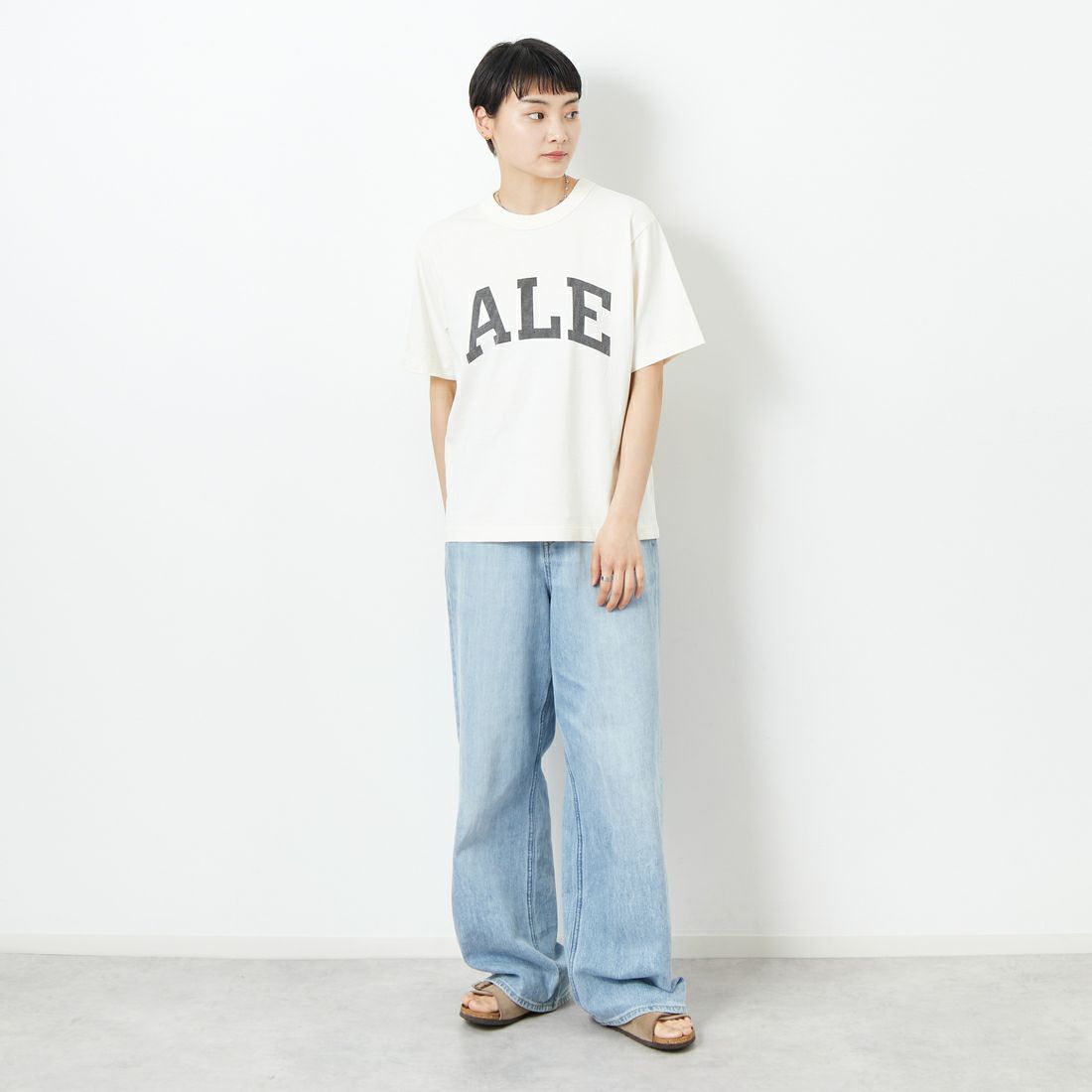 blurhms ROOTSTOCK [ブラームス ルーツストック] ALE-Y 88/12スタンダードプリントTシャツ [BROOTS25S35A] 01 IVORY &&モデル身長：160cm 着用サイズ：0&&