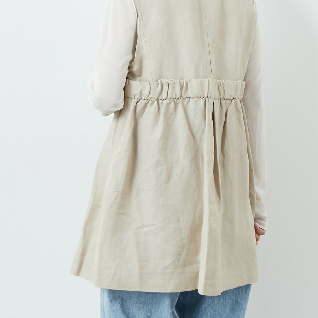 Jeans Factory Clothes [ジーンズファクトリークローズ] イージーケアリネンジレ [785304] 67 ｵﾌﾍﾞｰｼﾞ &&モデル身長：160cm 着用サイズ：F&&