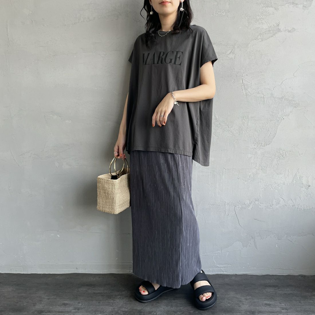 MICA&DEAL × JEANSFACTORY [マイカアンドディール × ジーンズファクトリー] フレンチスリーブ Tシャツ [0125209174-JF] CHARCOAL