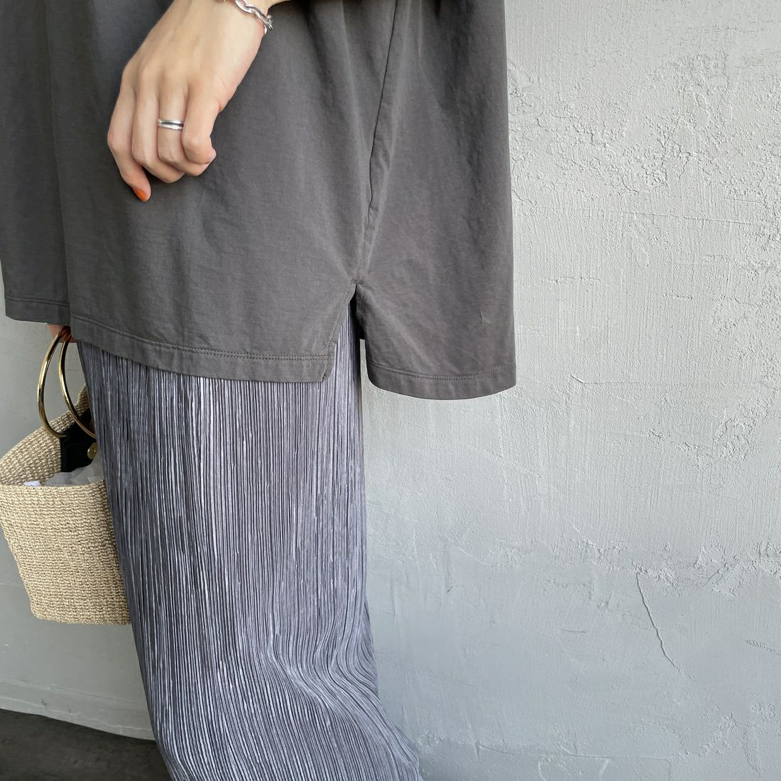 MICA&DEAL × JEANSFACTORY [マイカアンドディール × ジーンズファクトリー] フレンチスリーブ Tシャツ [0125209174-JF] CHARCOAL