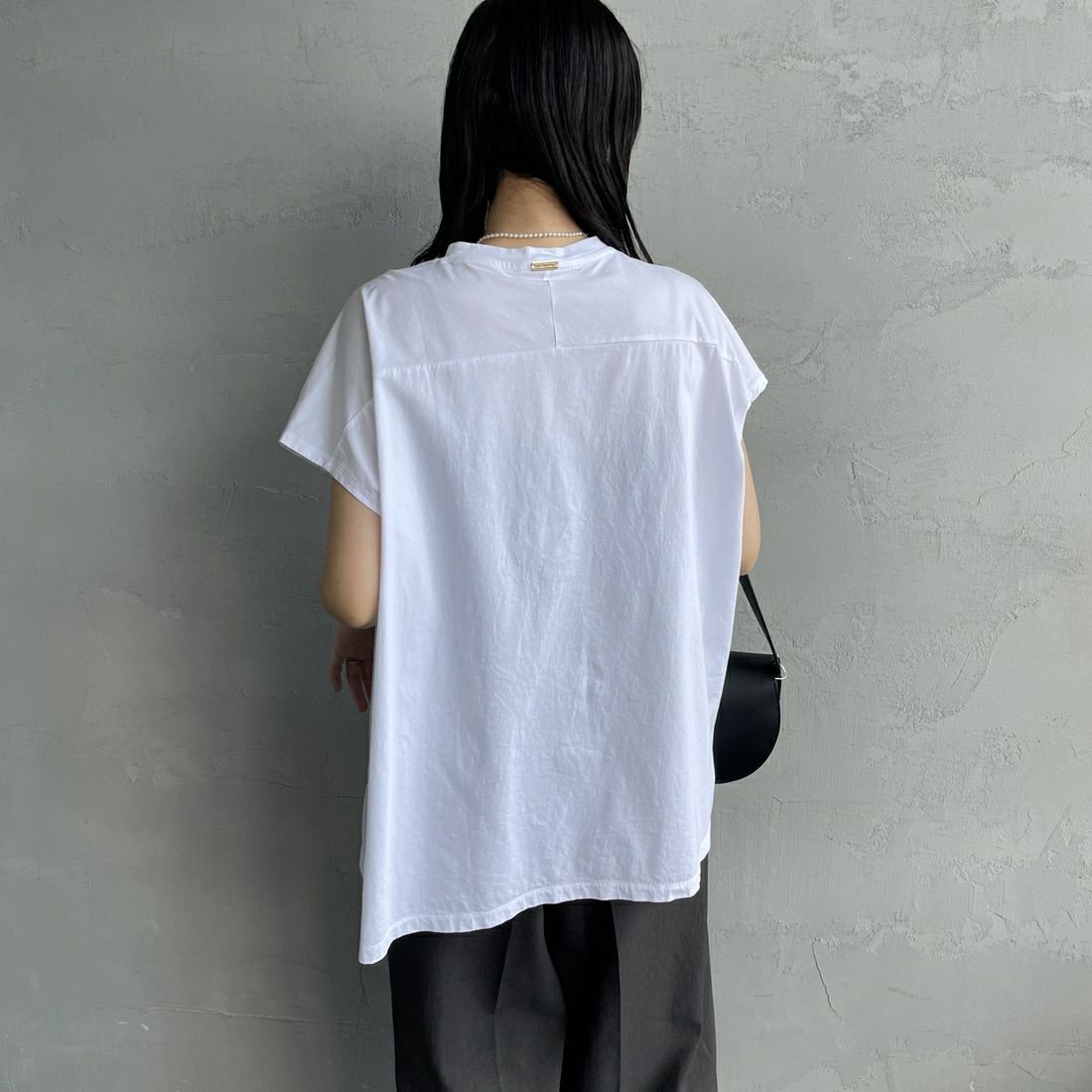 MICA&DEAL × JEANSFACTORY [マイカアンドディール × ジーンズファクトリー] フレンチスリーブ Tシャツ [0125209175-JF] WHITE &&モデル身長：160cm 着用サイズ：F&&