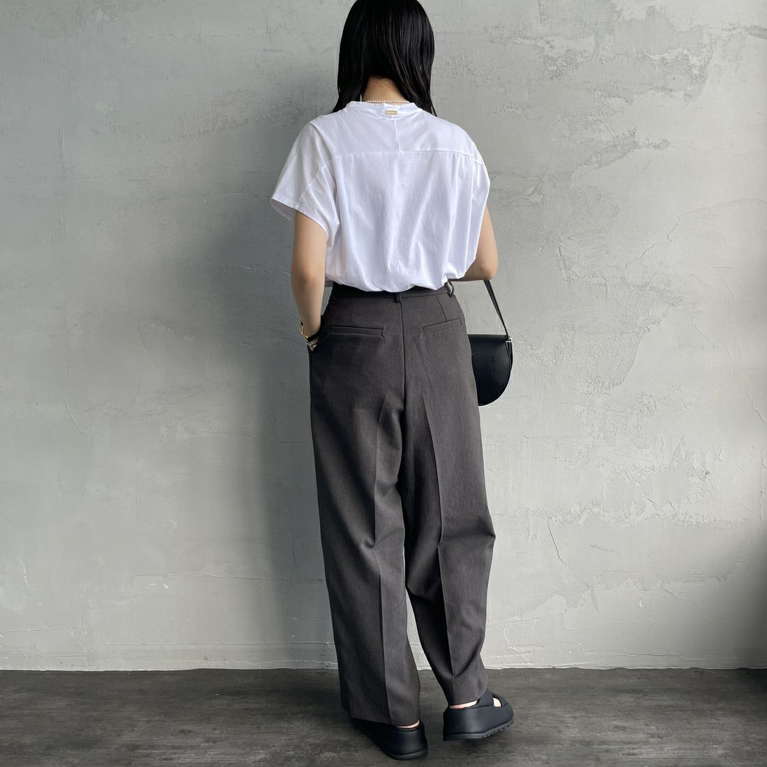 MICA&DEAL × JEANSFACTORY [マイカアンドディール × ジーンズファクトリー] フレンチスリーブ Tシャツ [0125209175-JF] WHITE &&モデル身長：160cm 着用サイズ：F&&