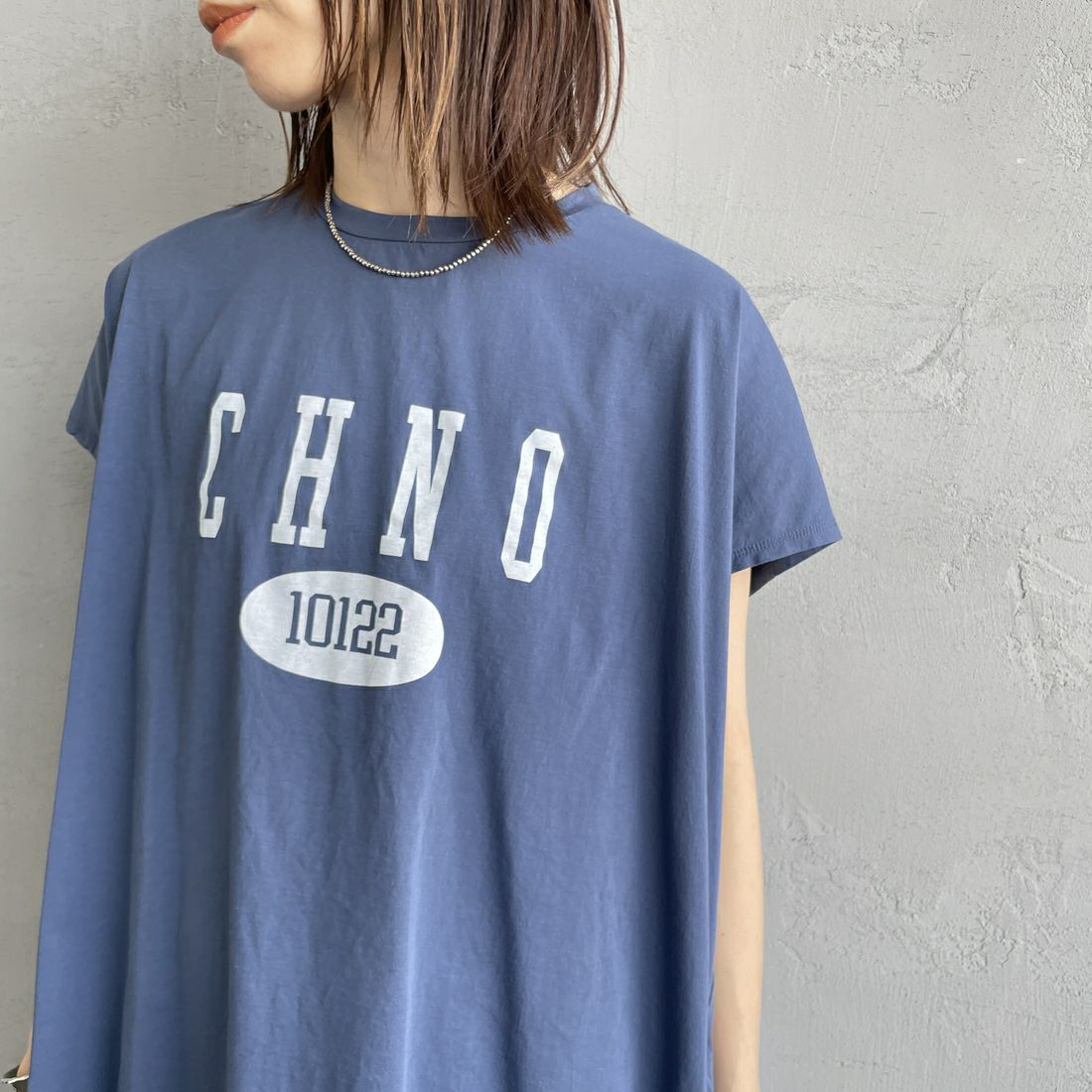 MICA&DEAL × JEANSFACTORY [マイカアンドディール × ジーンズファクトリー] フレンチスリーブ Tシャツ [0125209175-JF] BLUE &&モデル身長：158cm 着用サイズ：F&&