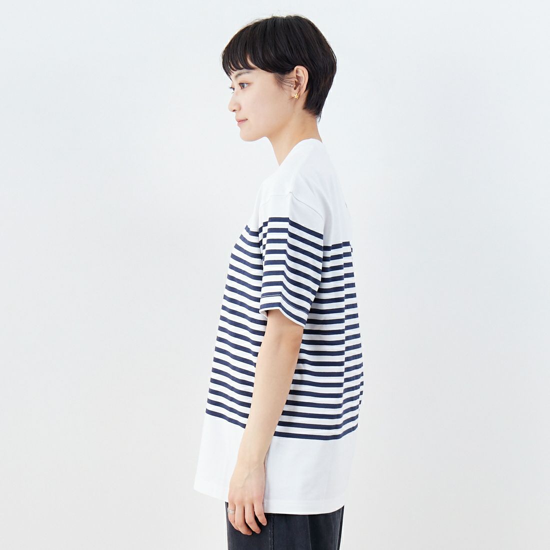 THE NORTH FACE [ザ ノースフェイス] ショートスリーブパネルボーダーTシャツ [NT32406] W2 &&モデル身長：160cm 着用サイズ：S&&