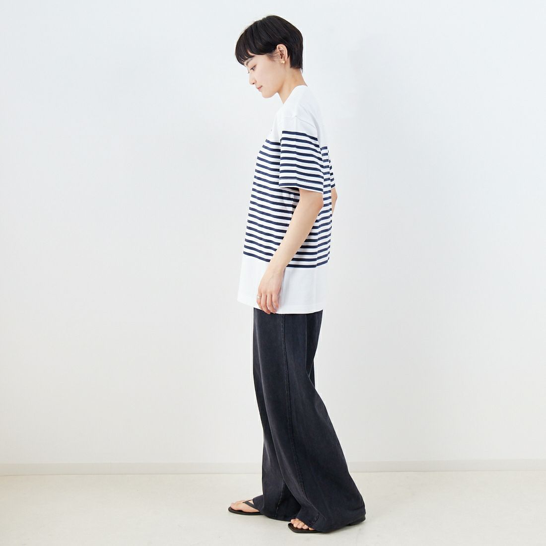 THE NORTH FACE [ザ ノースフェイス] ショートスリーブパネルボーダーTシャツ [NT32406] W2 &&モデル身長：160cm 着用サイズ：S&&