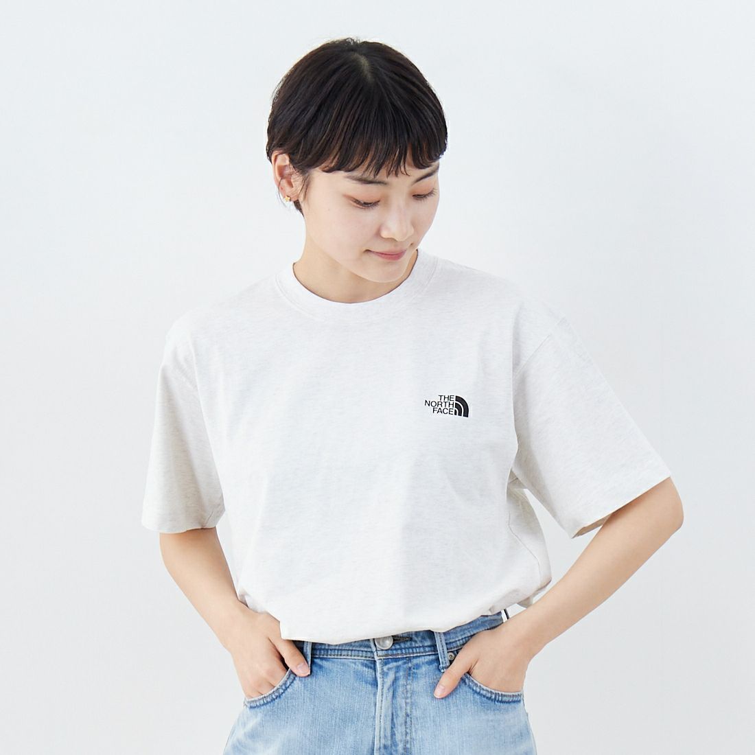 THE NORTH FACE [ザ ノースフェイス] ショートスリーブ フラッシュドライグローブグリッドコットンTシャツ [NT32550] WX &&モデル身長：160cm 着用サイズ：S&&