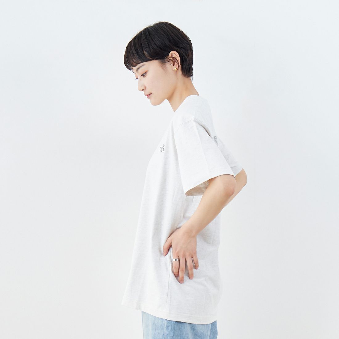 THE NORTH FACE [ザ ノースフェイス] ショートスリーブ フラッシュドライグローブグリッドコットンTシャツ [NT32550] WX &&モデル身長：160cm 着用サイズ：S&&