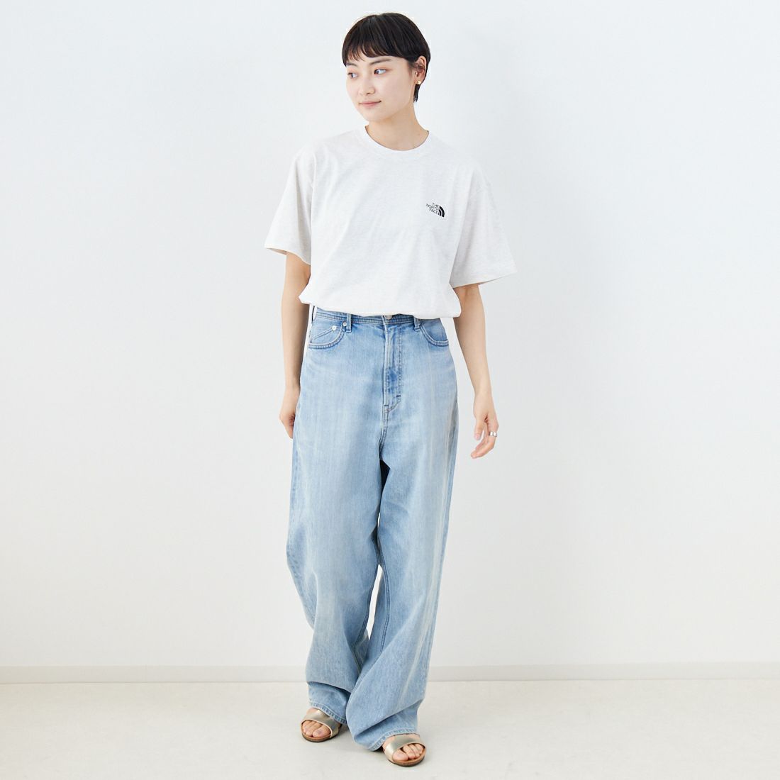 THE NORTH FACE [ザ ノースフェイス] ショートスリーブ フラッシュドライグローブグリッドコットンTシャツ [NT32550] WX &&モデル身長：160cm 着用サイズ：S&&
