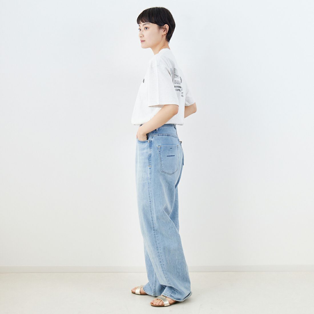 THE NORTH FACE [ザ ノースフェイス] ショートスリーブ フラッシュドライグローブグリッドコットンTシャツ [NT32550] WX &&モデル身長：160cm 着用サイズ：S&&