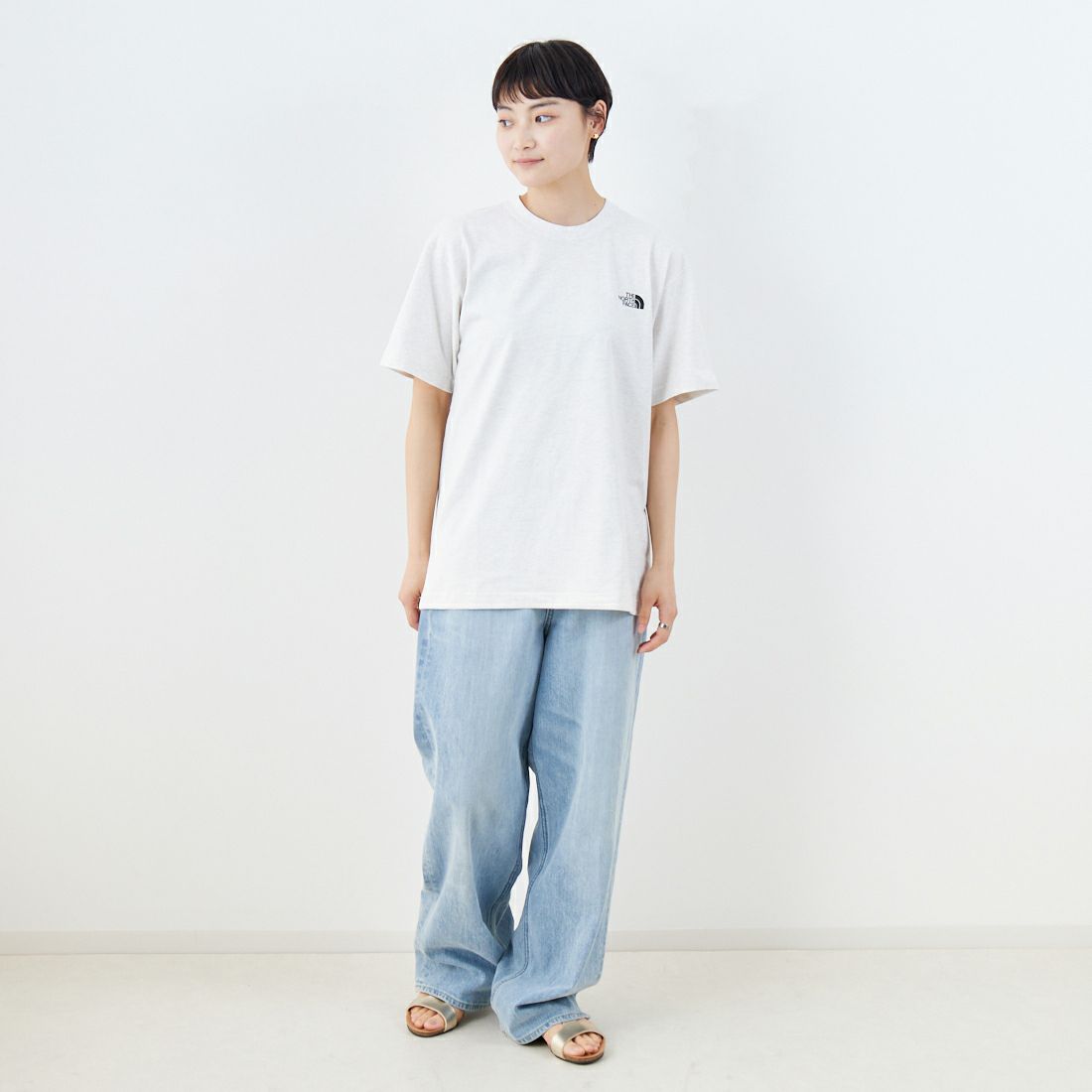 THE NORTH FACE [ザ ノースフェイス] ショートスリーブ フラッシュドライグローブグリッドコットンTシャツ [NT32550] WX &&モデル身長：160cm 着用サイズ：S&&