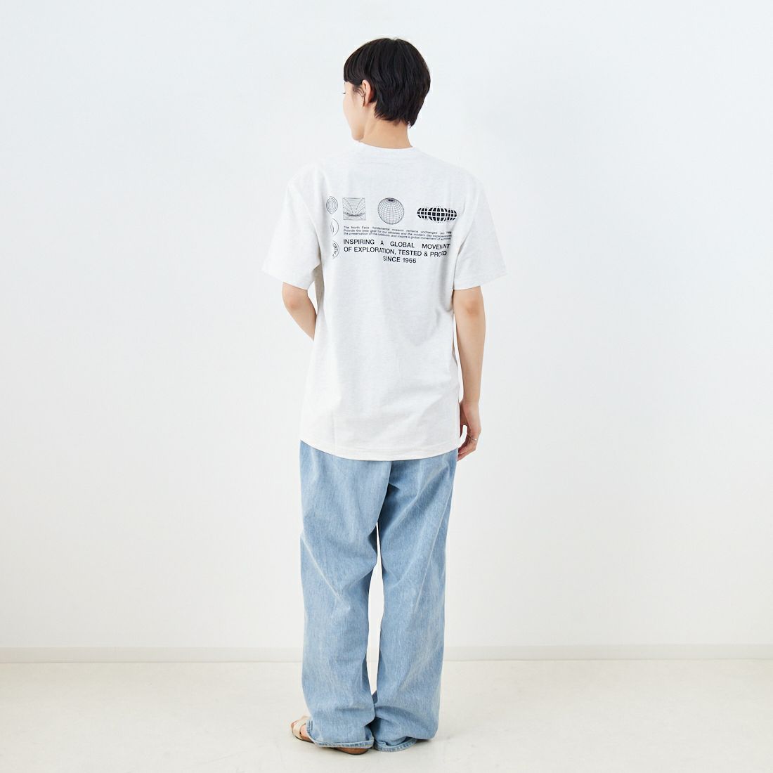THE NORTH FACE [ザ ノースフェイス] ショートスリーブ フラッシュドライグローブグリッドコットンTシャツ [NT32550] WX &&モデル身長：160cm 着用サイズ：S&&