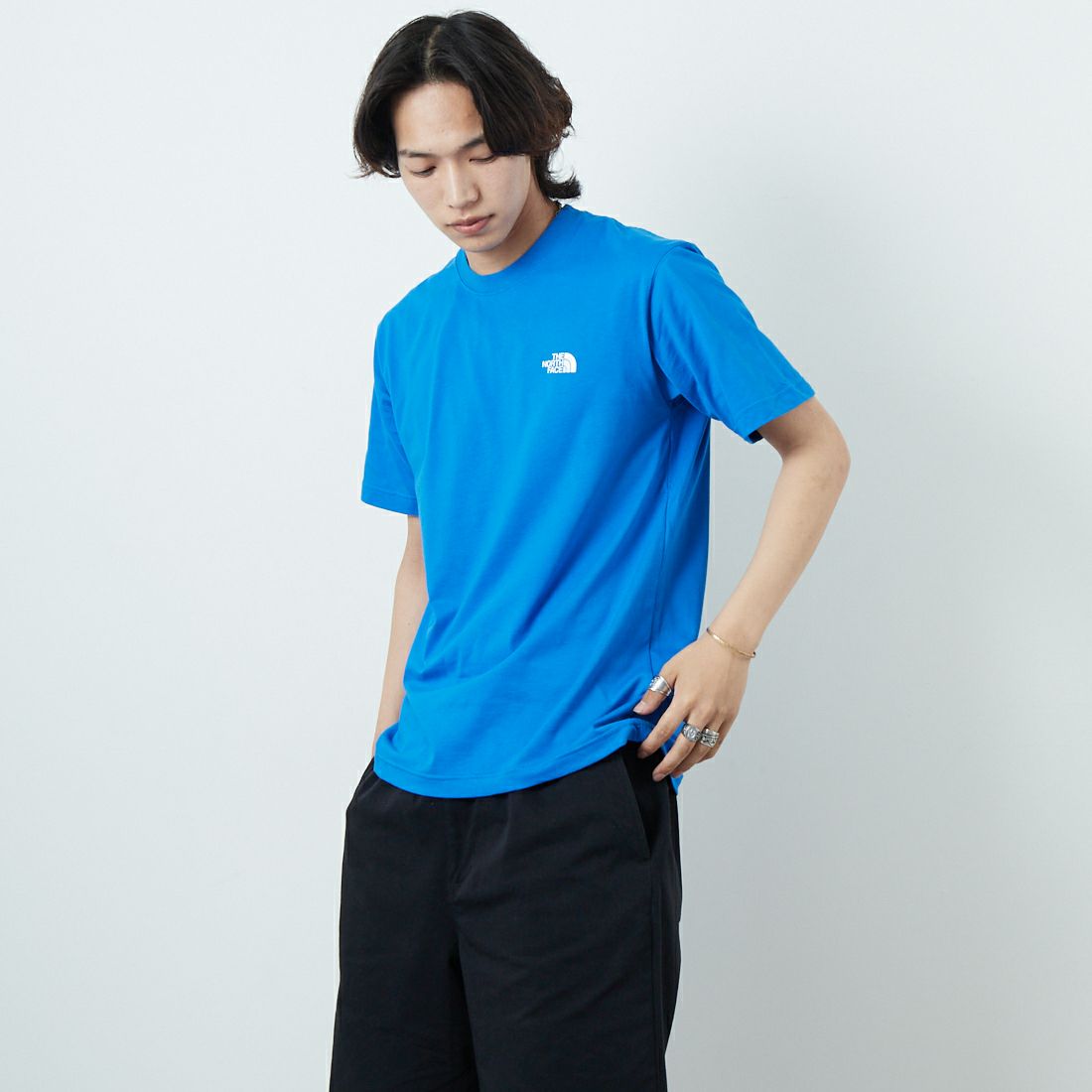 THE NORTH FACE [ザ ノースフェイス] ショートスリーブ フラッシュドライグローブグリッドコットンTシャツ [NT32550] HB &&モデル身長：179cm 着用サイズ：M&&