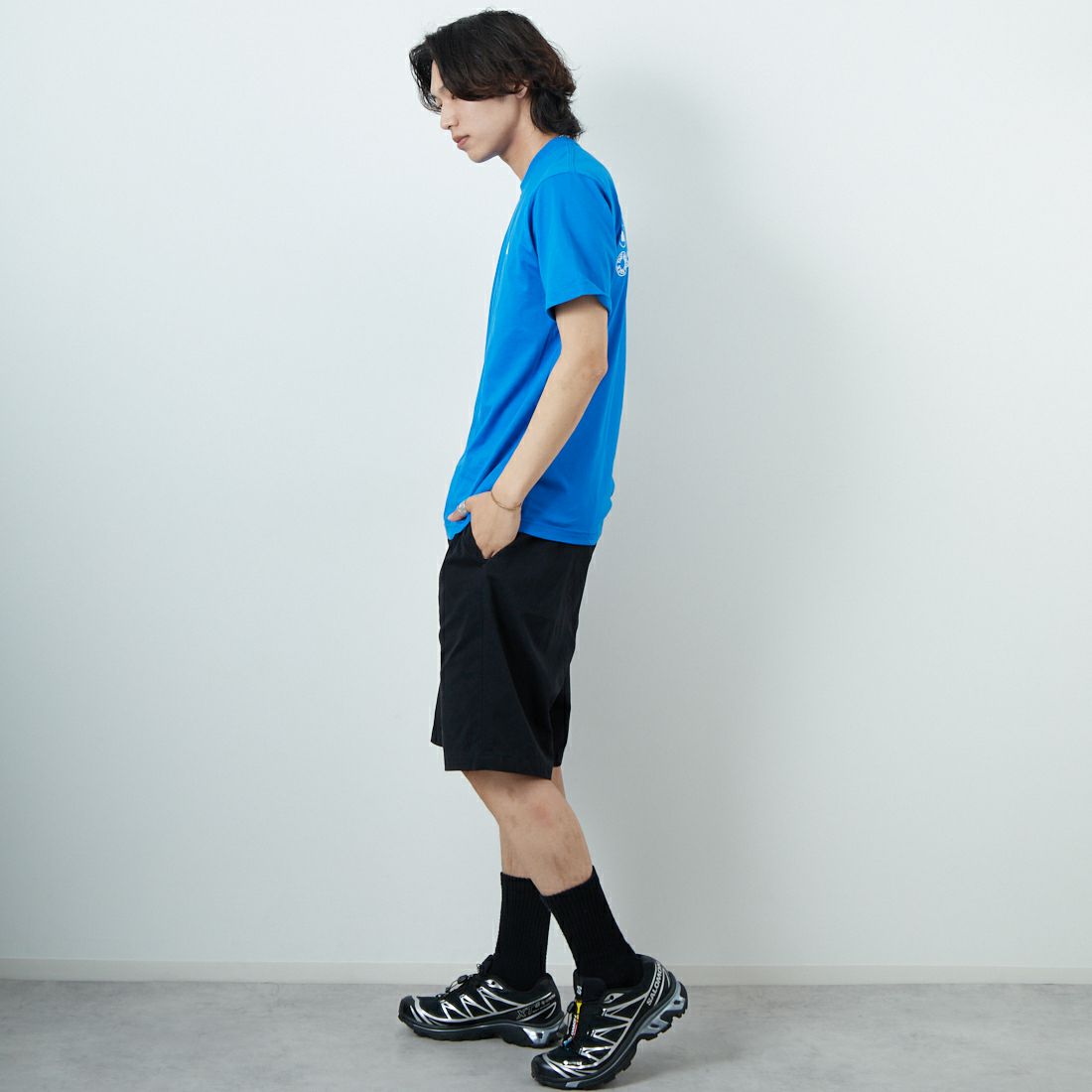 THE NORTH FACE [ザ ノースフェイス] ショートスリーブ フラッシュドライグローブグリッドコットンTシャツ [NT32550] HB &&モデル身長：179cm 着用サイズ：M&&