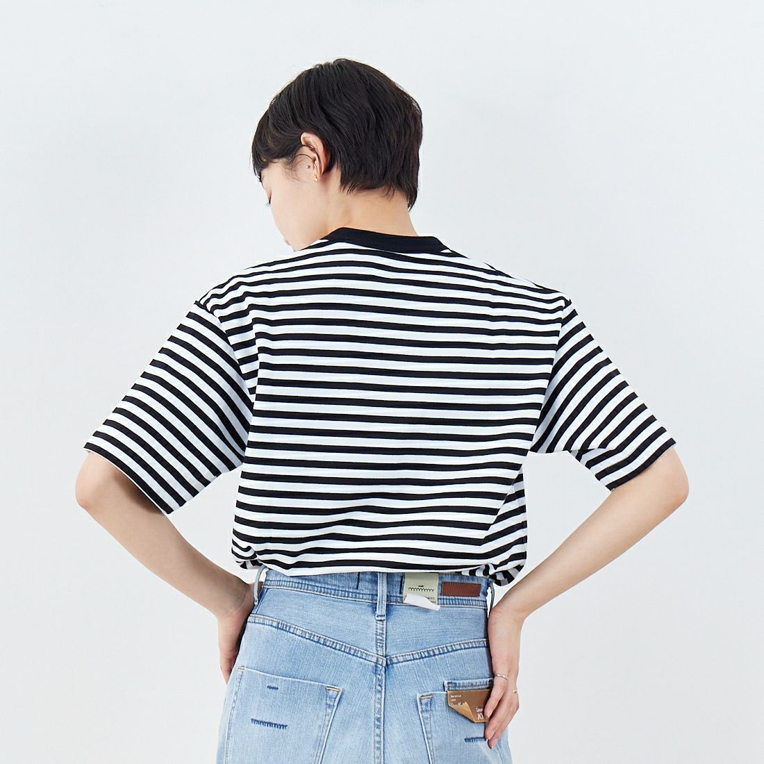 THE NORTH FACE [ザ ノースフェイス] ショートスリーブマルチボーダーTシャツ [NT32455] KW &&モデル身長：160cm 着用サイズ：S&&