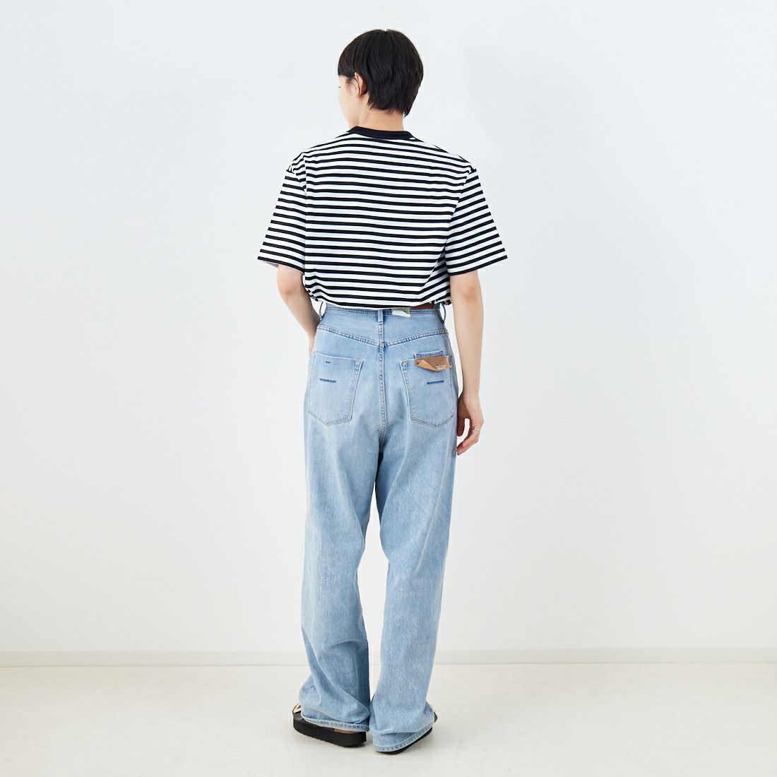 THE NORTH FACE [ザ ノースフェイス] ショートスリーブマルチボーダーTシャツ [NT32455] KW &&モデル身長：160cm 着用サイズ：S&&
