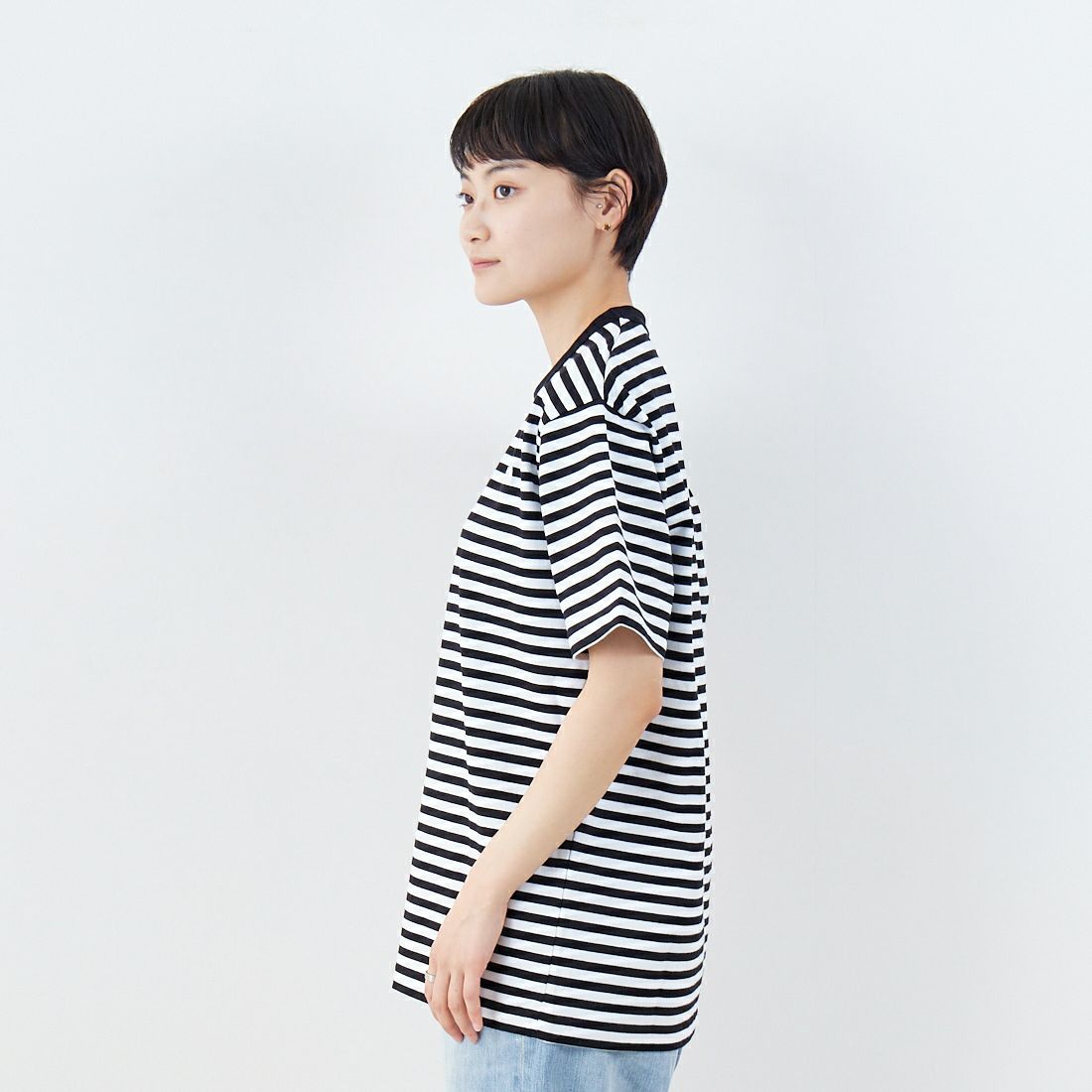 THE NORTH FACE [ザ ノースフェイス] ショートスリーブマルチボーダーTシャツ [NT32455] KW &&モデル身長：160cm 着用サイズ：S&&