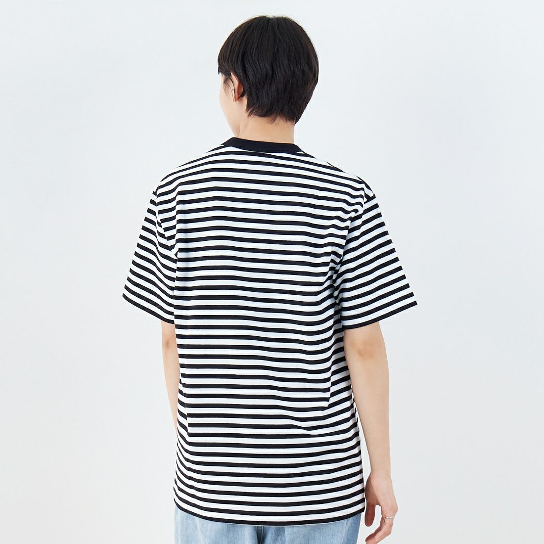 THE NORTH FACE [ザ ノースフェイス] ショートスリーブマルチボーダーTシャツ [NT32455] KW &&モデル身長：160cm 着用サイズ：S&&