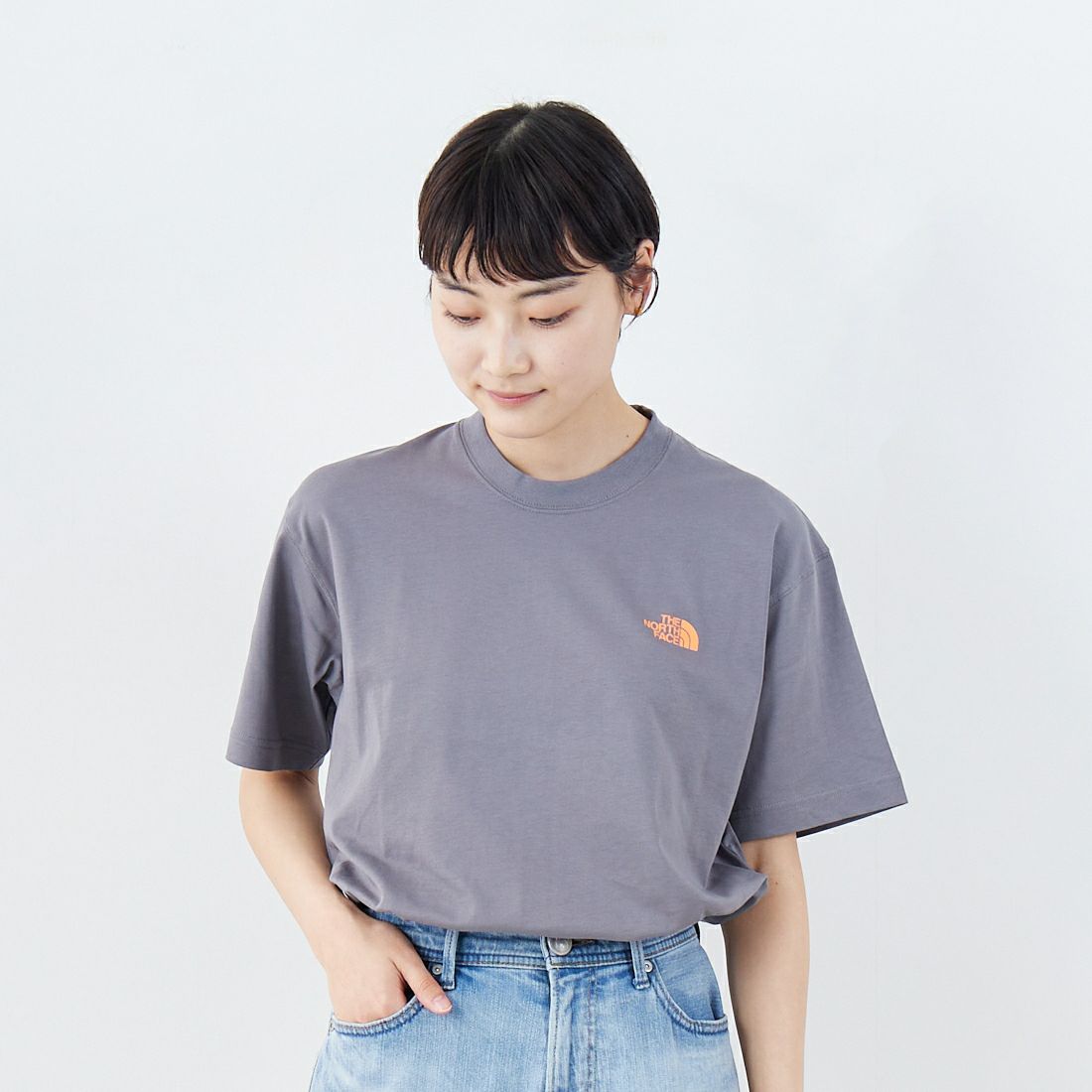 THE NORTH FACE [ザ ノースフェイス] ショートスリーブ フラッシュドライカラースキームコットンTシャツ [NT32548] SP &&モデル身長：160cm 着用サイズ：S&&