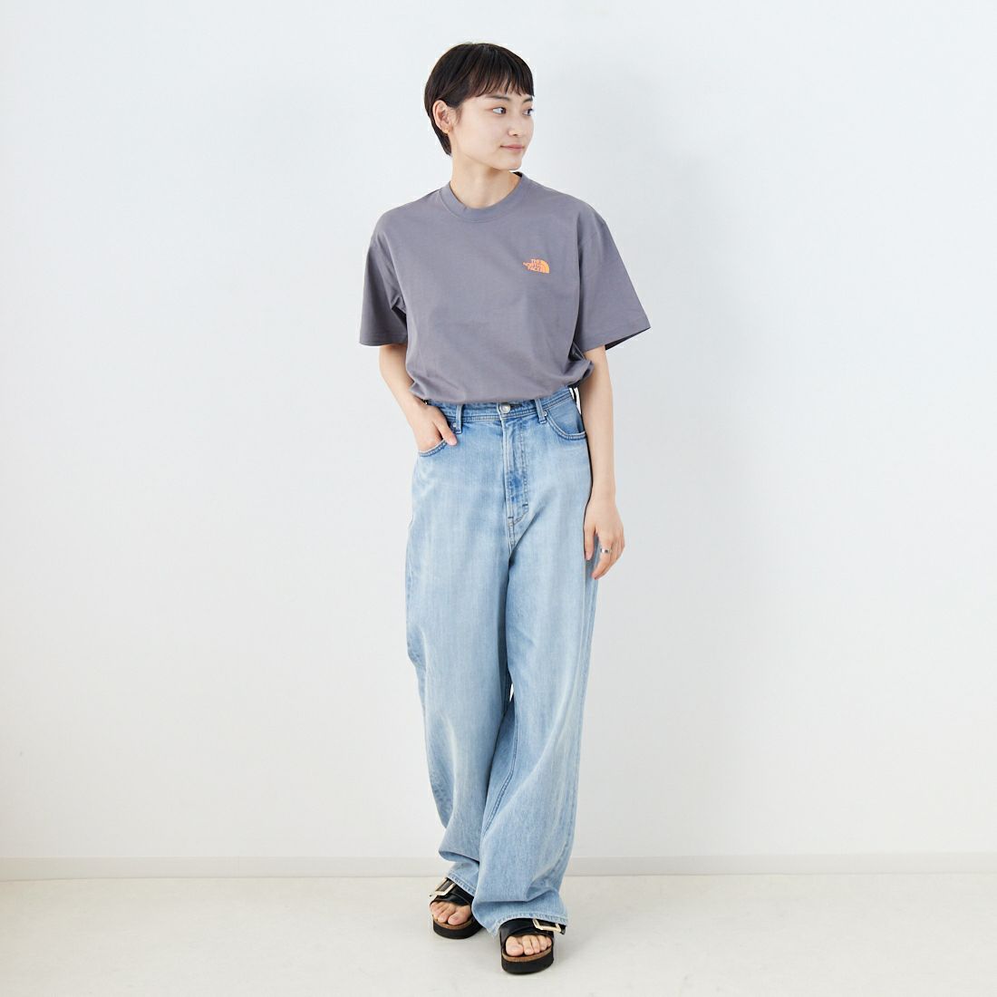 THE NORTH FACE [ザ ノースフェイス] ショートスリーブ フラッシュドライカラースキームコットンTシャツ [NT32548] SP &&モデル身長：160cm 着用サイズ：S&&