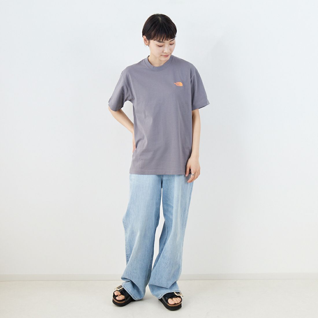 THE NORTH FACE [ザ ノースフェイス] ショートスリーブ フラッシュドライカラースキームコットンTシャツ [NT32548] SP &&モデル身長：160cm 着用サイズ：S&&