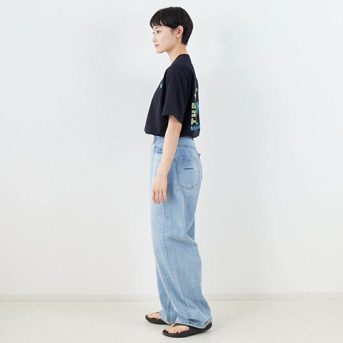 THE NORTH FACE [ザ ノースフェイス] ショートスリーブフラッシュドライカクタスロゴTシャツ [NT32545] K &&モデル身長：160cm 着用サイズ：S&&