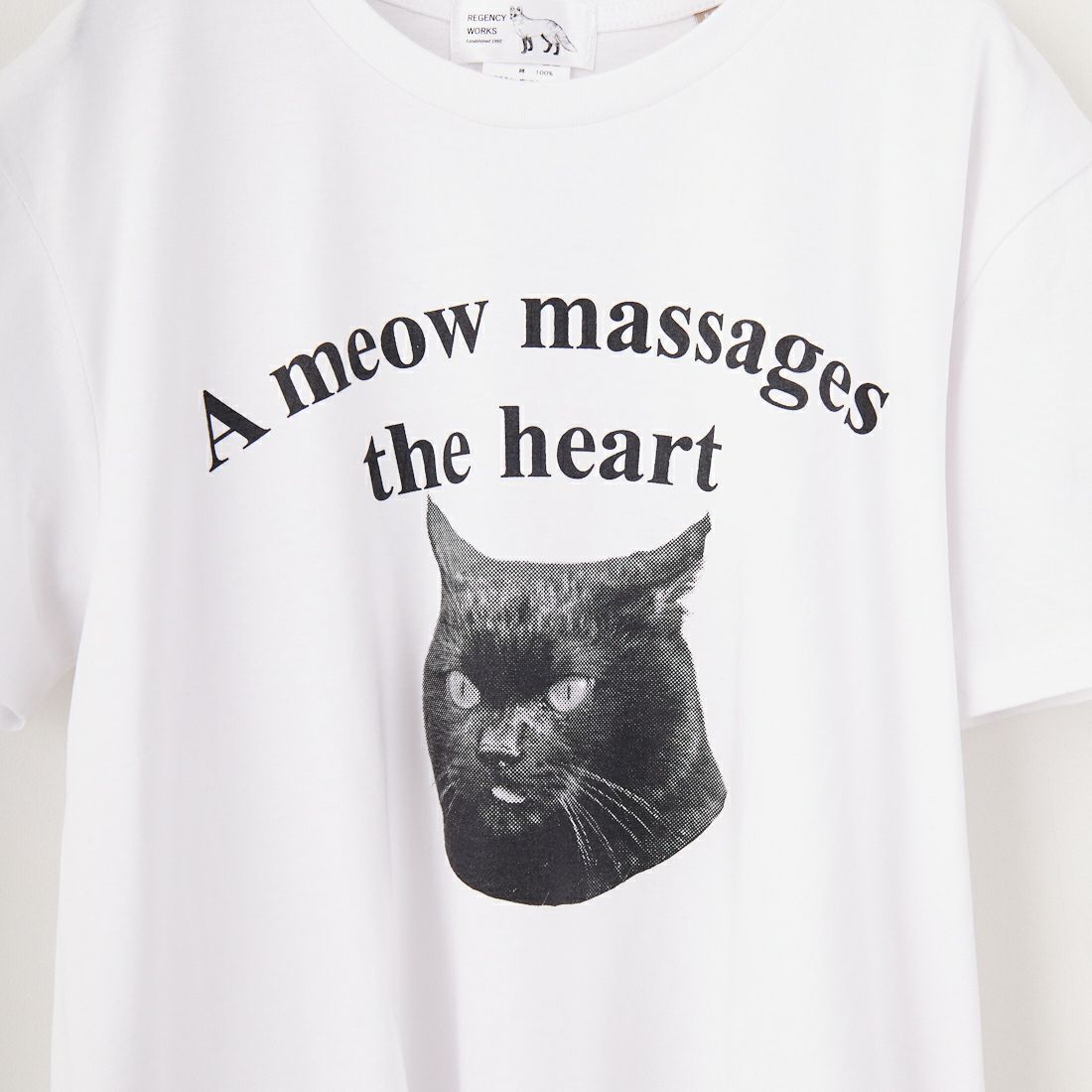 REGENCY WORKS [リージェンシーワークス] Meow メッセージショートスリーブTシャツ [02076-11] WHITE/BLAC