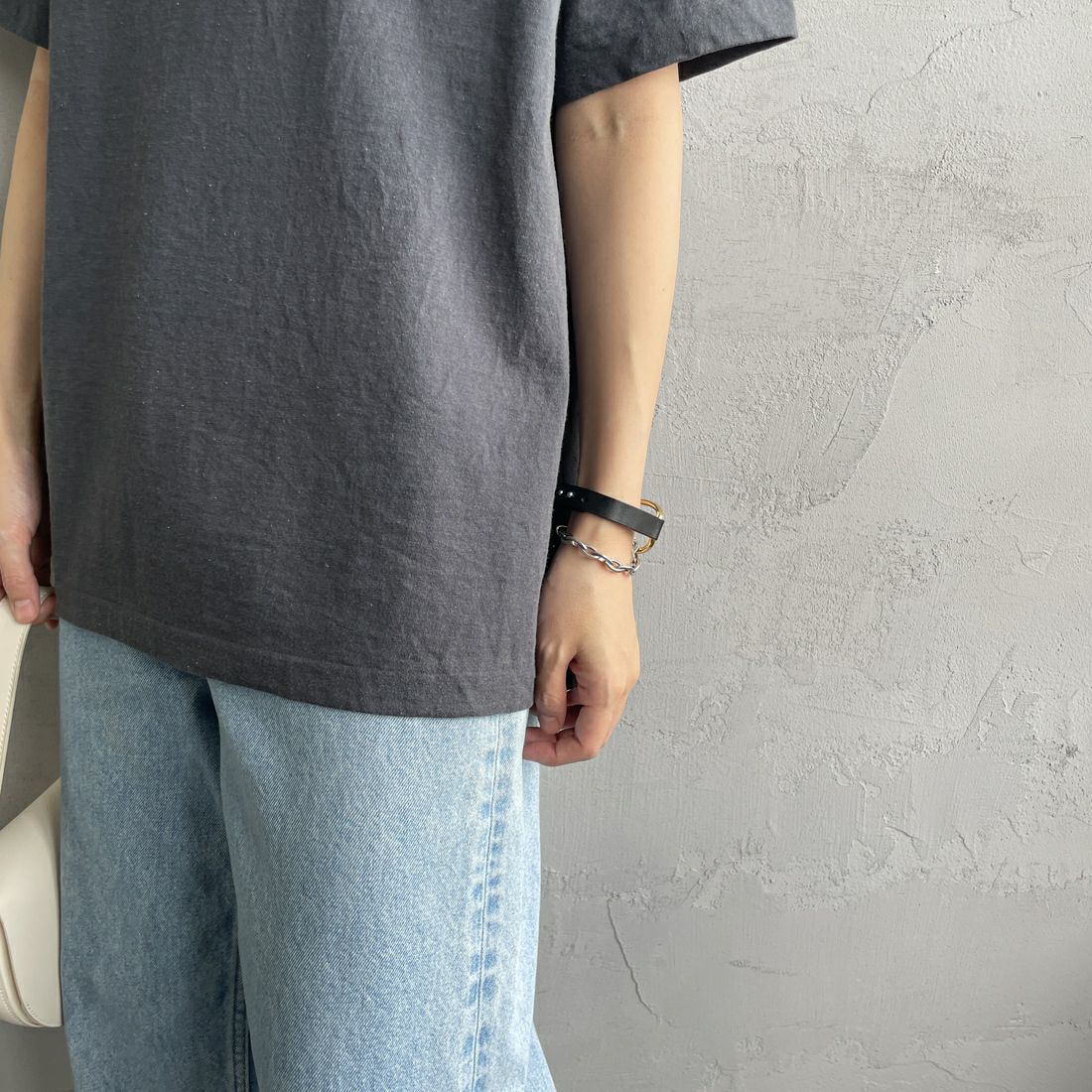 Americana × JEANS FACTORY [アメリカーナ × ジーンズファクトリー] 別注 オゾンバイオ加工 バックプリントTシャツ [ASO-795-2-JF] SUMIKURO &&モデル身長：160cm 着用サイズ：F&&