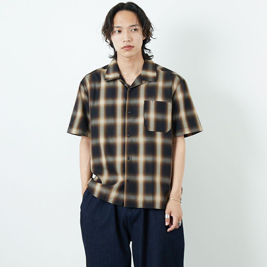BLK/BRN&&モデル身長：179cm 着用サイズ：M&&