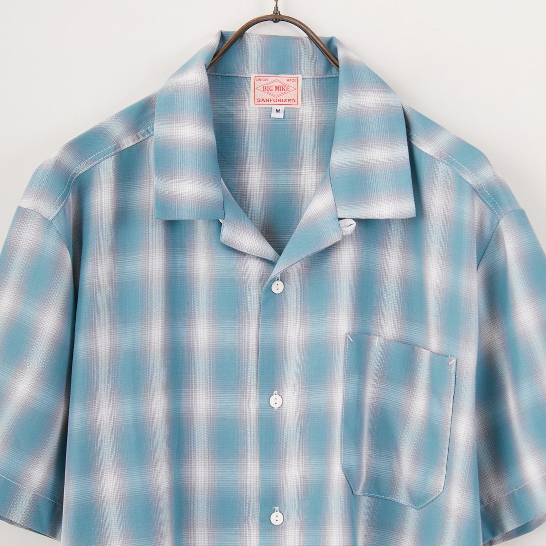 BIG MIKE [ビッグマイク] レーヨン混オンブレチェックシャツ [102525531] MNT/WHT